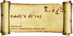 Kabók Örsi névjegykártya